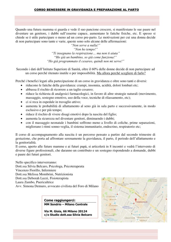 Locandina - corso benessere in gravidanza e preparazione al parto-1